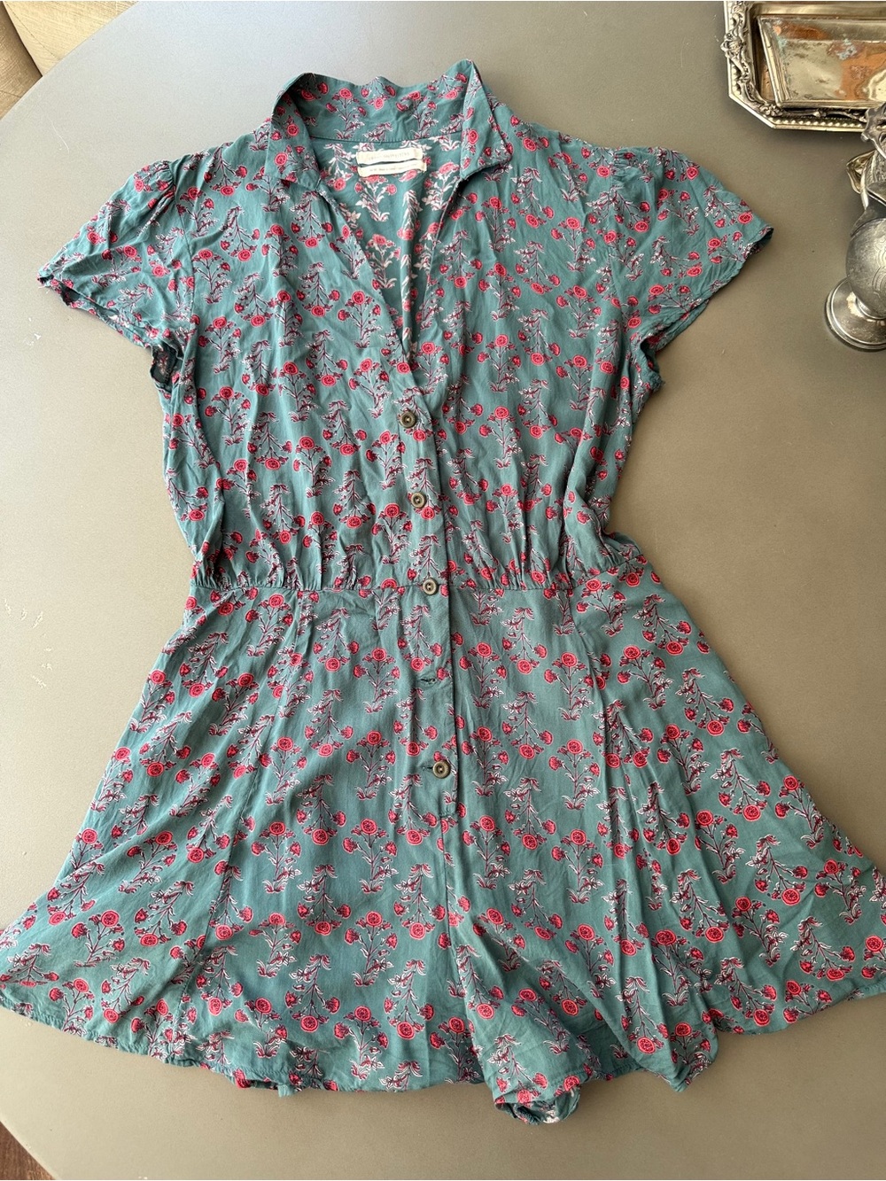 Urban Outfitters Puff Sleeve Floral Button Romper Ditsy Coquette Cottagecore M